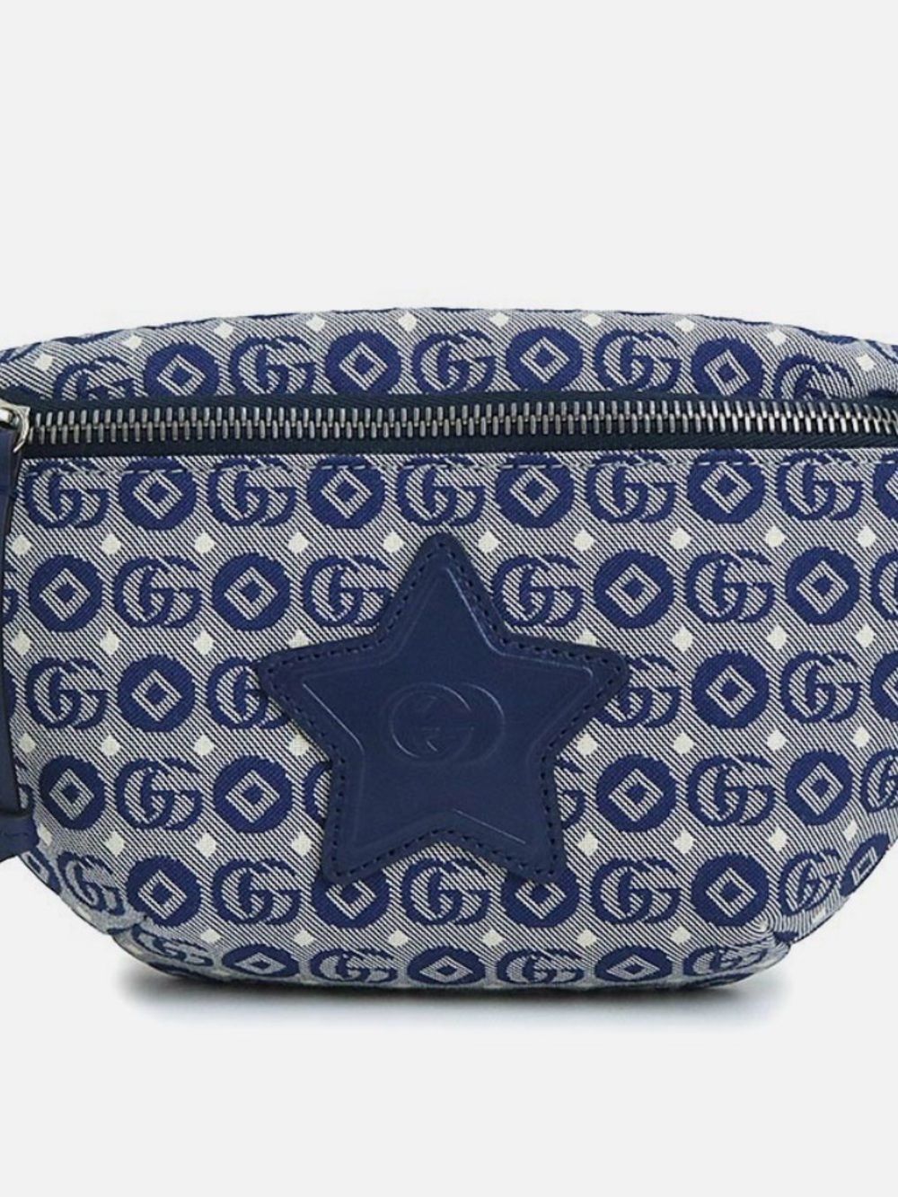 Gucci Blue & White GG Jacquard Canvas Belt Bag- AMAZING CONDITION
